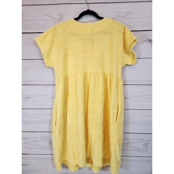Herbcraft Women's Yellow Cotton Short Sleeve Button Front Sweaters Dress Size‎ S - Picture 2 of 7